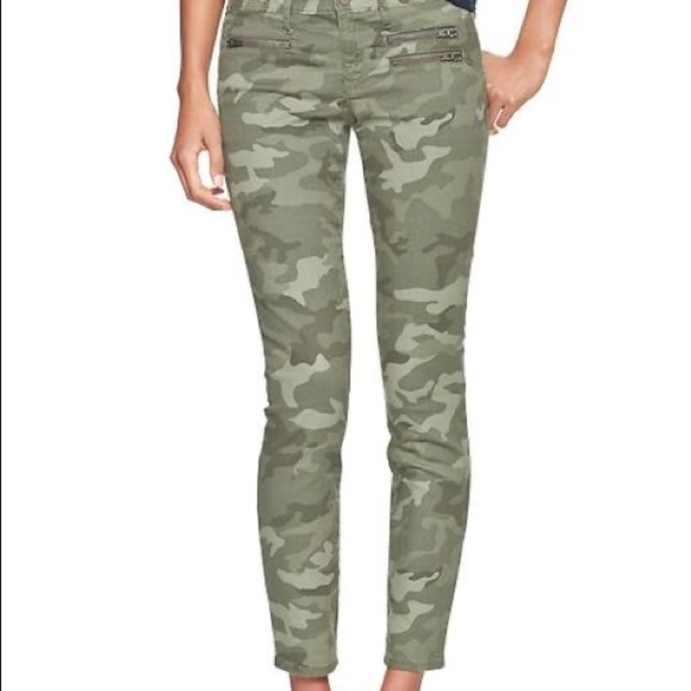 NWT Gap 1969 Skinny Ankle Jeans Green Camo 27P